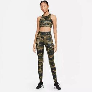 NWT NIKE ONE‎ Dri-FIT Tight Fit Mid-Rise Leggings Green Camo DD4559-222 MEDIUM